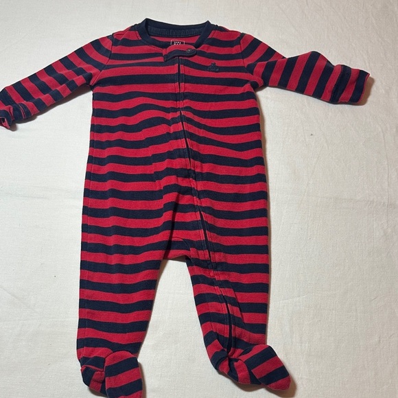 GAP Baby - Navy and Red Striped Footie Sleeper - Picture 1 of 3